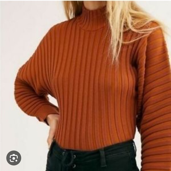Free People Rust Balloon Sleeve Top - Picture 1 of 6